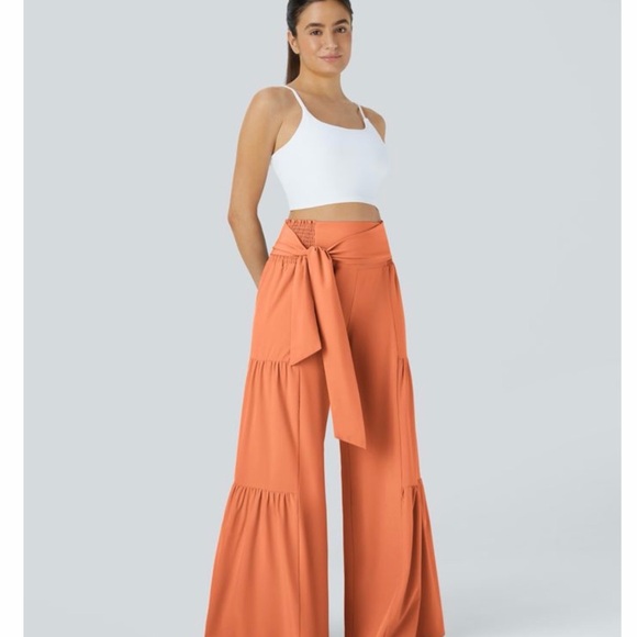 HALARA Pants - ✨NWT✨ HALARA Breezeful High-Waist Tie-Belt Wide-Leg Pants in Blush Orange